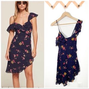 Reformation Adora dress floral print Ruffle detail asymmetrical hem